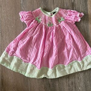 Pink and Green Gingham Kids Formal Dress